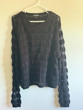 Disturbia Wyn Cotton Zig Zag Knit Long-Sleeve Sweater - Black